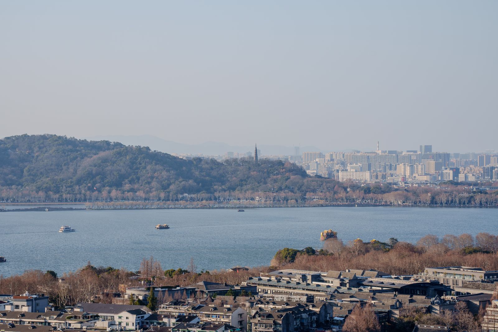 杭州西湖城市航拍图